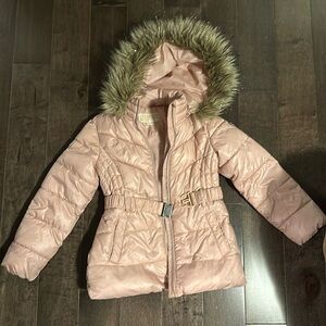 Pink Micheal Kors hooded puffer jacket